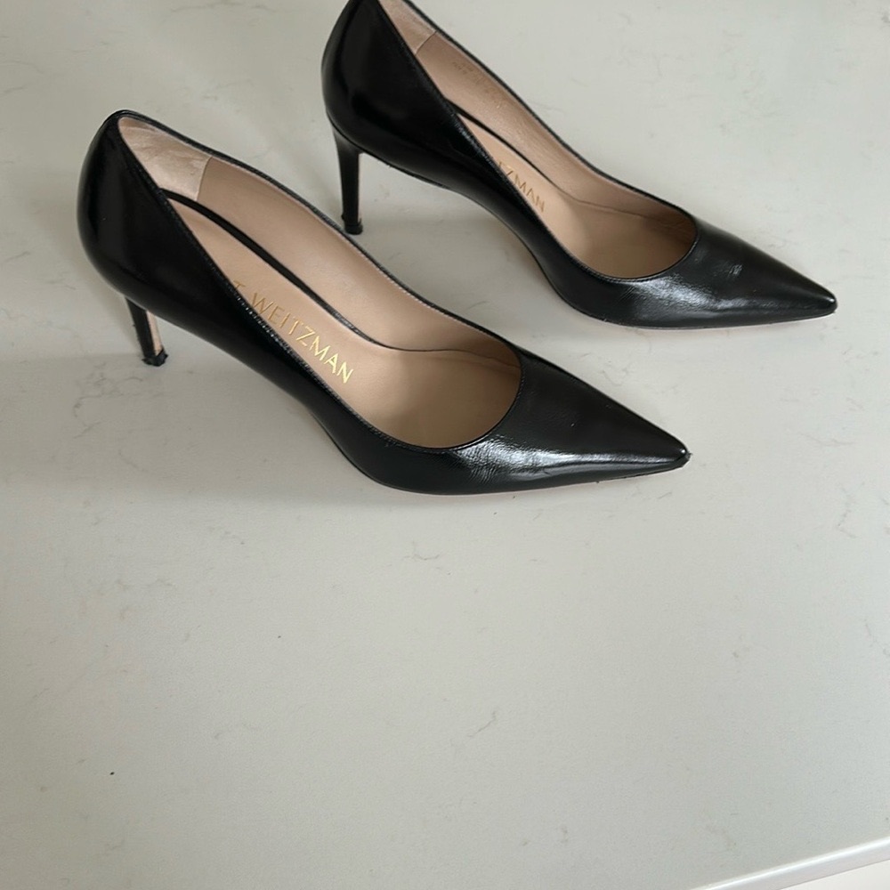 Stuart Weitzman 75mm Pointed Toe Pump - Black Kid - Size 38/7.5 - Picture 8 of 14